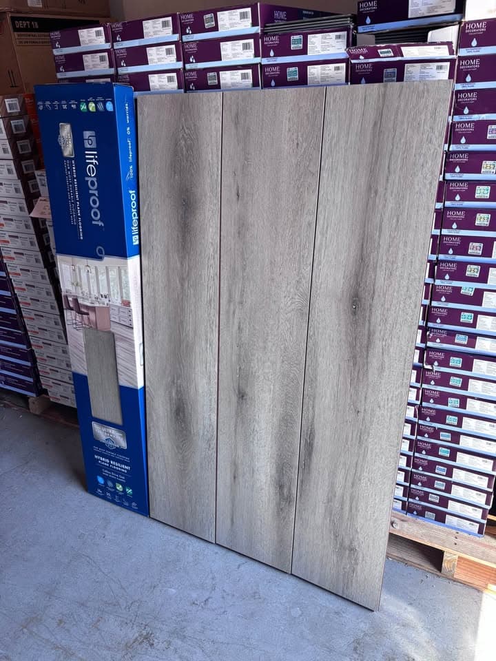 Collins Drive Oak 9.4 in. W x 48 in. L Waterproof Hybrid Resilient Flooring