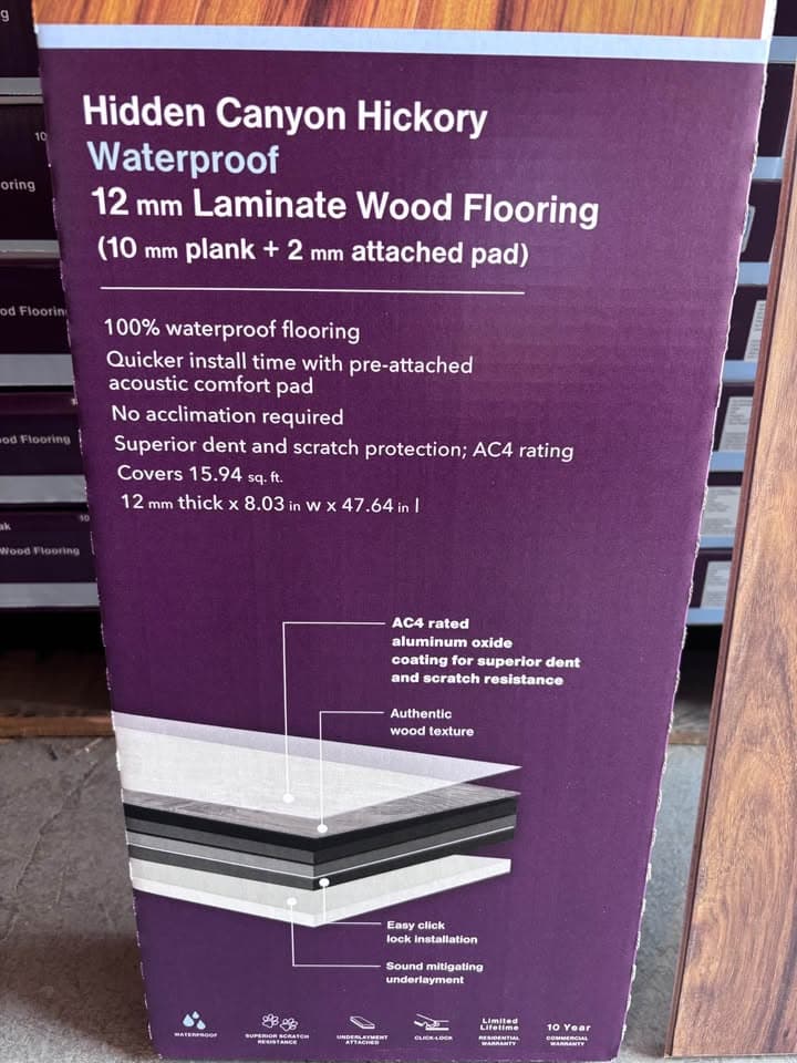 Hidden Canyon Hickory 12 mm T x 8 in. W Waterproof Laminate Wood Flooring — photo 8