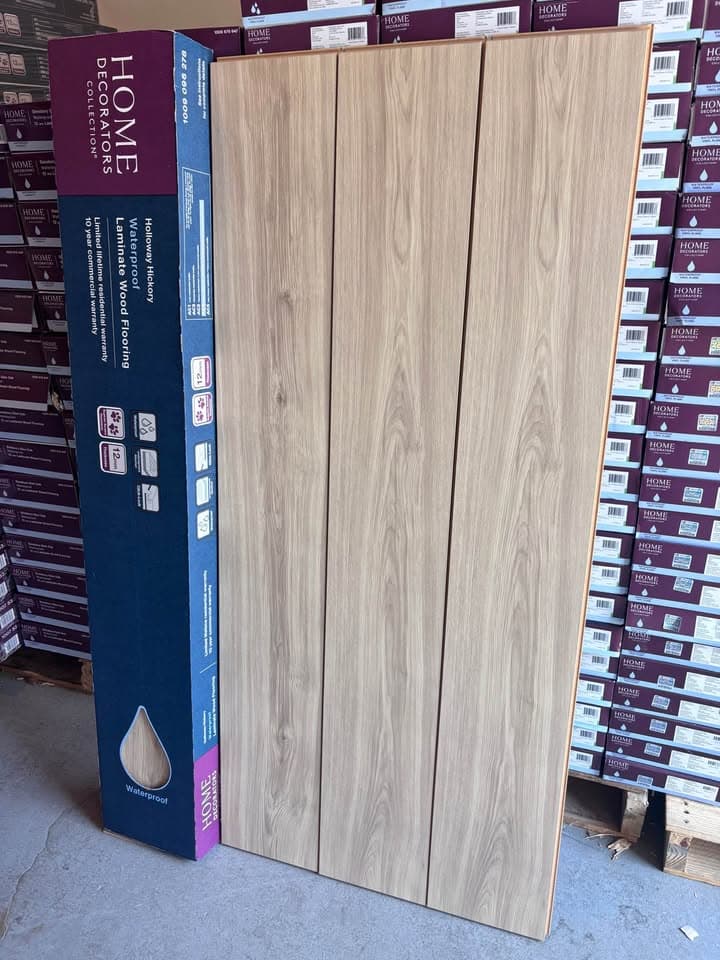 Holloway Hickory Blonde 12 mm T x 7.5 in. W Waterproof Laminate Wood Flooring